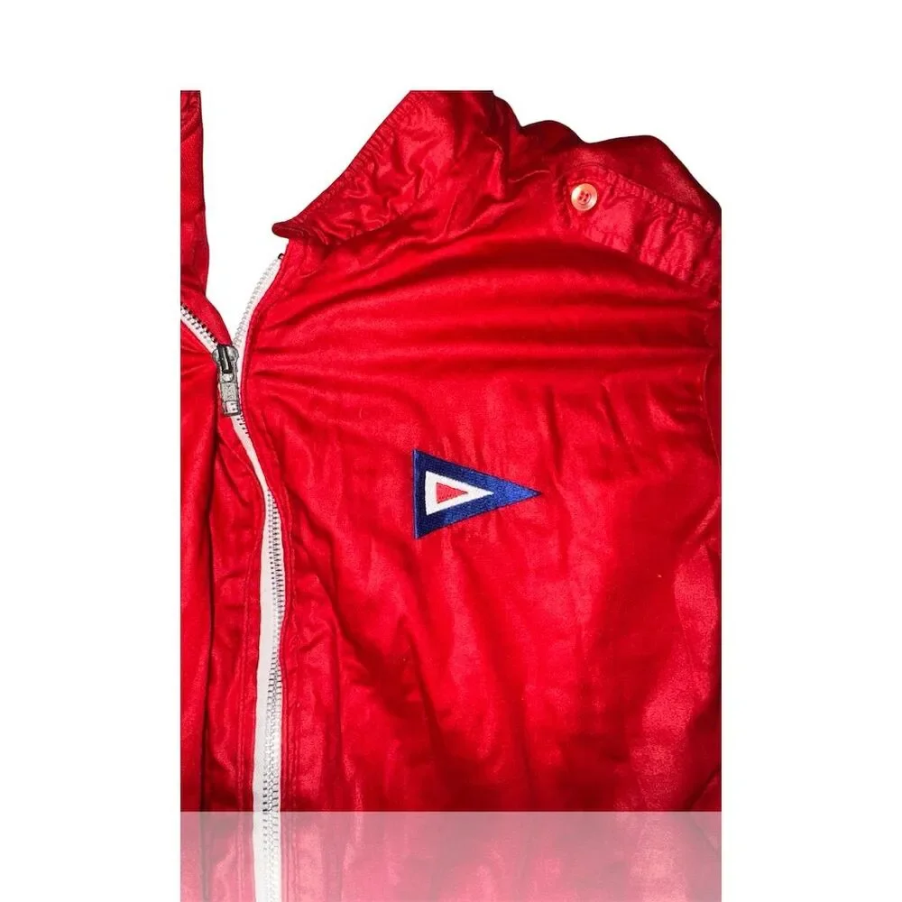 Vintage Men's Red Windbreaker Jacket L Casual Spring Zip-Up: Heavy Wear
